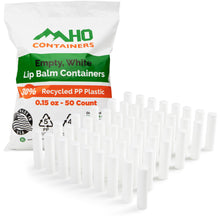 Load image into Gallery viewer, set of 50 refillable lip balm tubes in front of bag
