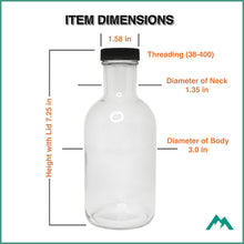 Load image into Gallery viewer, 16oz Stout Glass Bottles - Flint Glass w/ Black Plastic Lids - 12 Count
