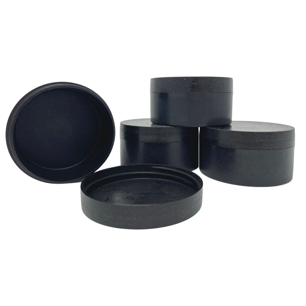 100% Sustainable Hemp Bioplastic Charcoal Black Jars - Set of 4