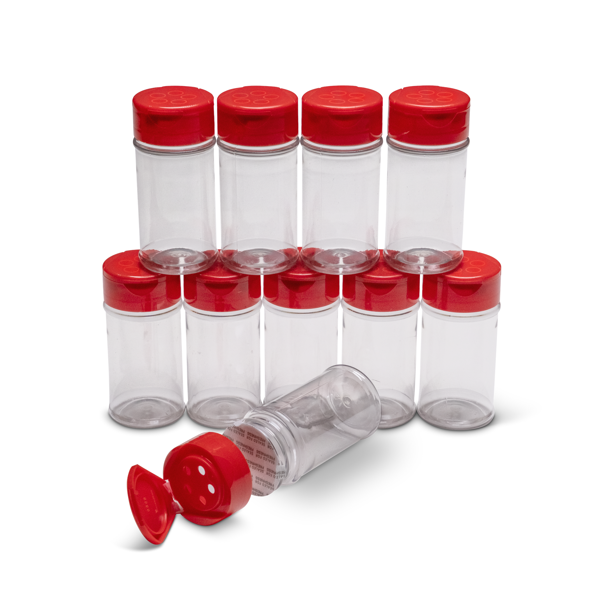 Empty Spice Jars with Red Lids - 3.5oz Jar + Foil Seal - 10 Count – MHO  Containers